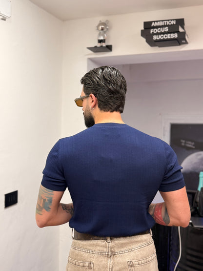 T-SHIRT FILO A COSTE BLU