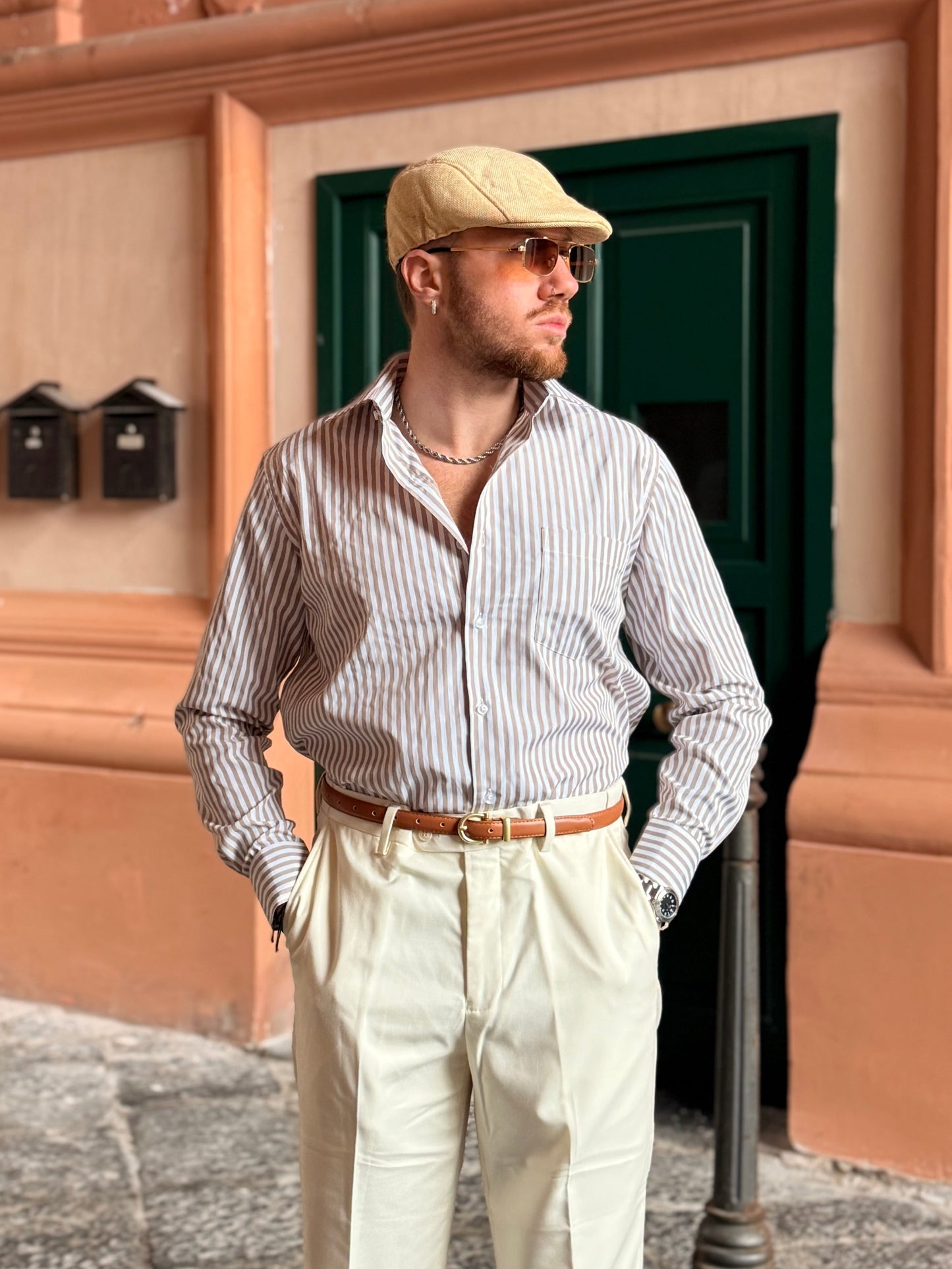 CAMICIA A RIGHE BEIGE