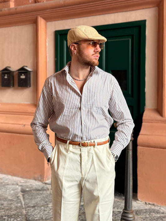 CAMICIA A RIGHE BEIGE