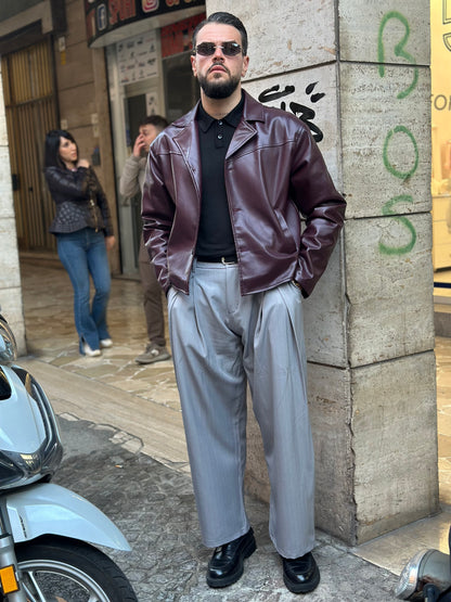 JACKET CROP BORDEAUX