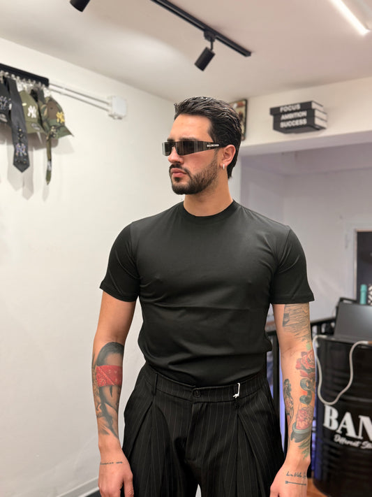 T-SHIRT FILO DI SCOZIA NERA