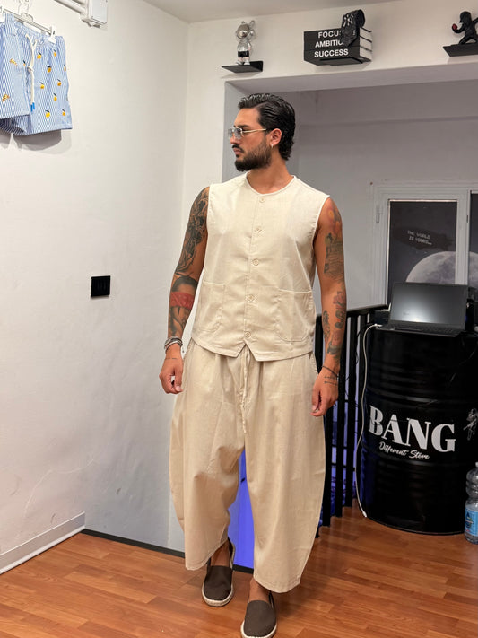 COORDINATO DUBAI BEIGE IN LINO