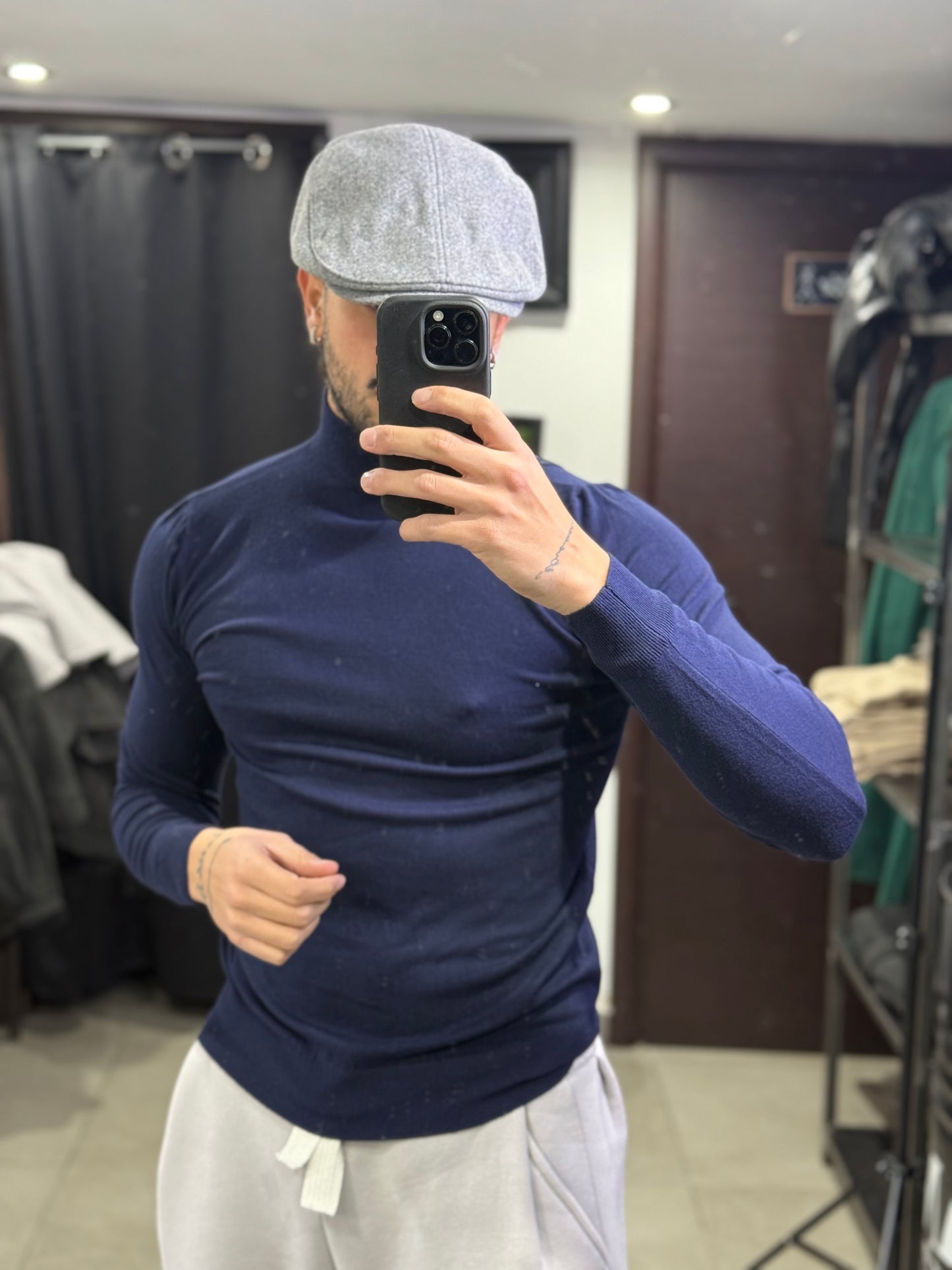 MAGLIONE MEZZO COLLO BLU