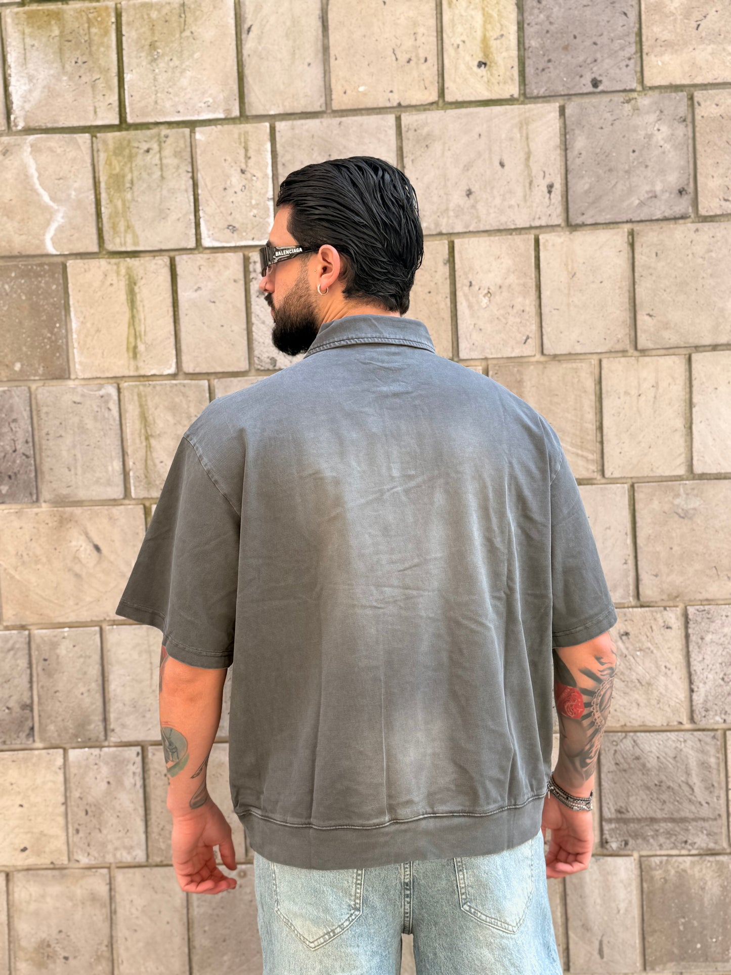 POLO CROP SLAVATA GRIGIA