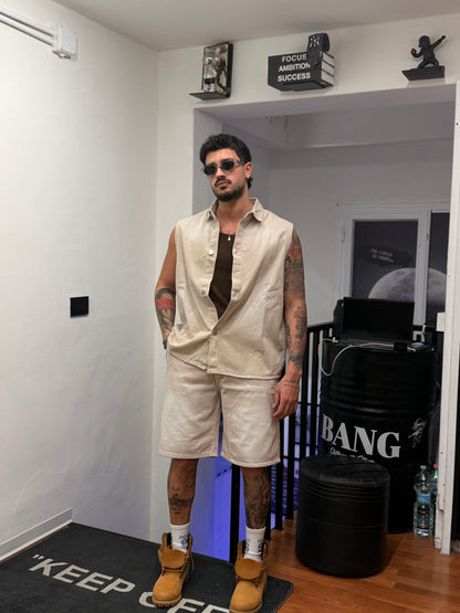 COORDINATO SLAVATO IN DENIM BEIGE