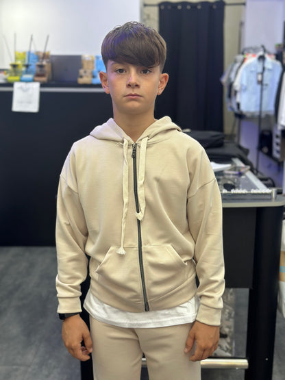 TUTA ZIP GARZATA BEIGE