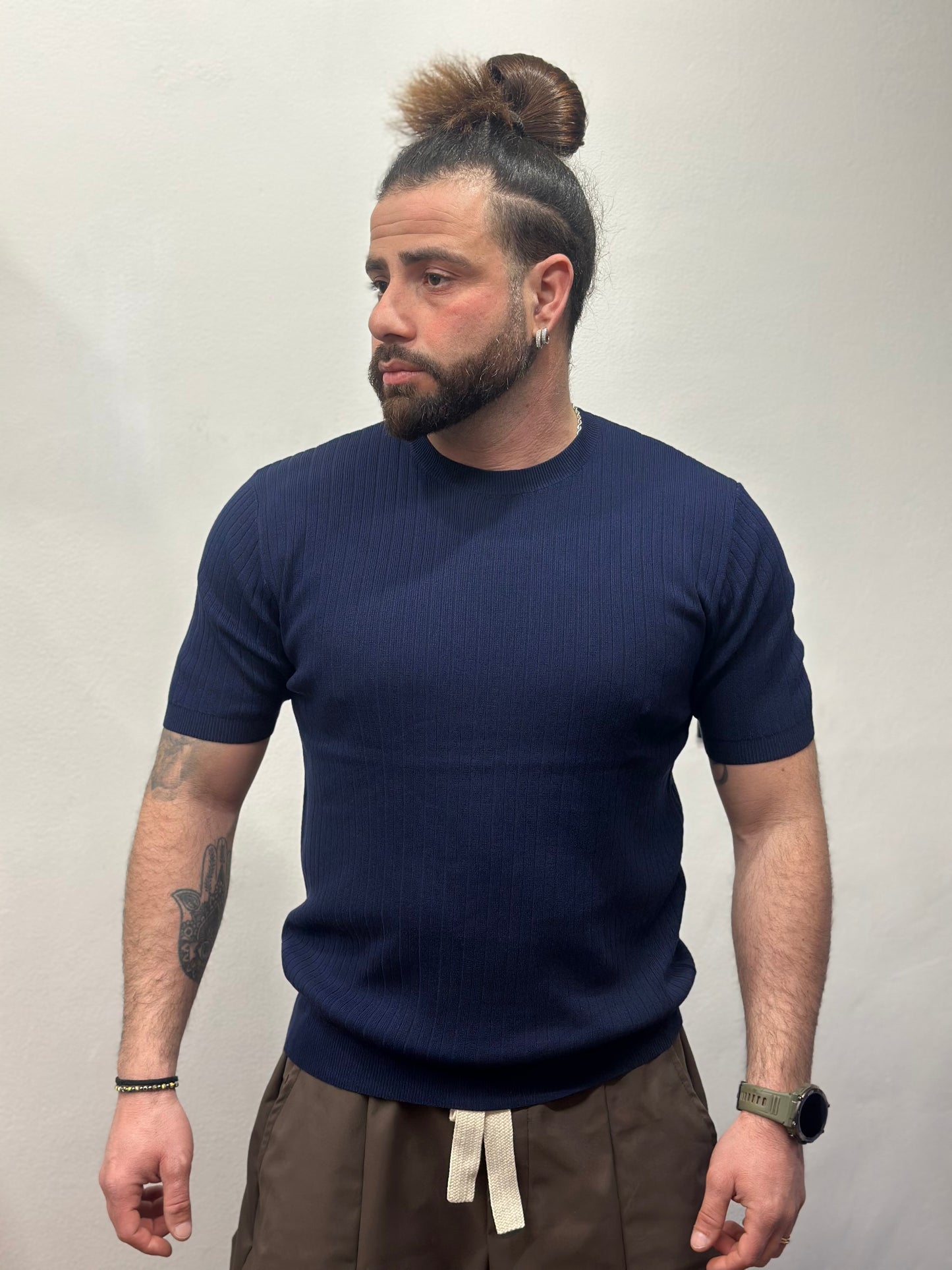 T-SHIRT FILO A COSTE BLU