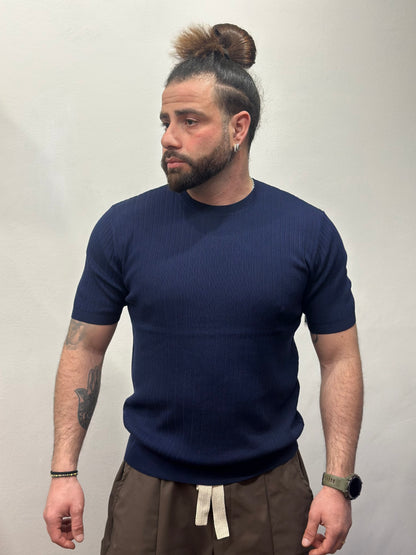 T-SHIRT FILO A COSTE BLU