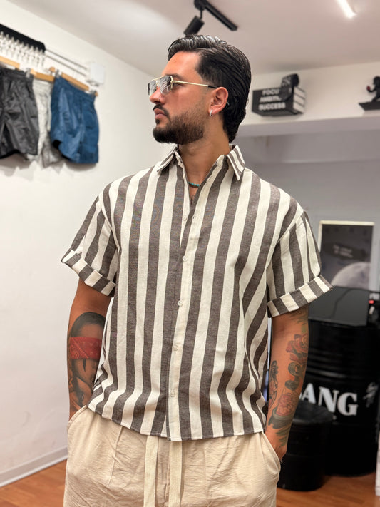 CAMICIA MAIORI CROP MARRONE