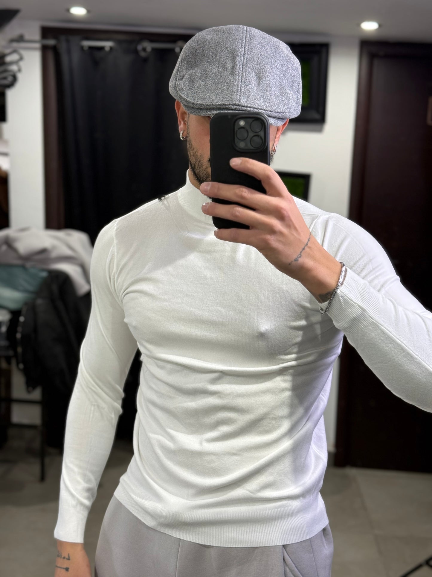 MAGLIONE MEZZO COLLO BIANCO