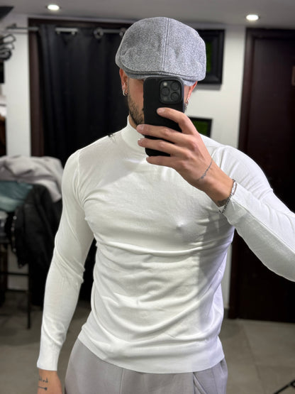 MAGLIONE MEZZO COLLO BIANCO