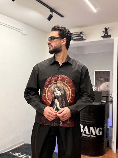 CAMICIA STAMPA CROP NERA