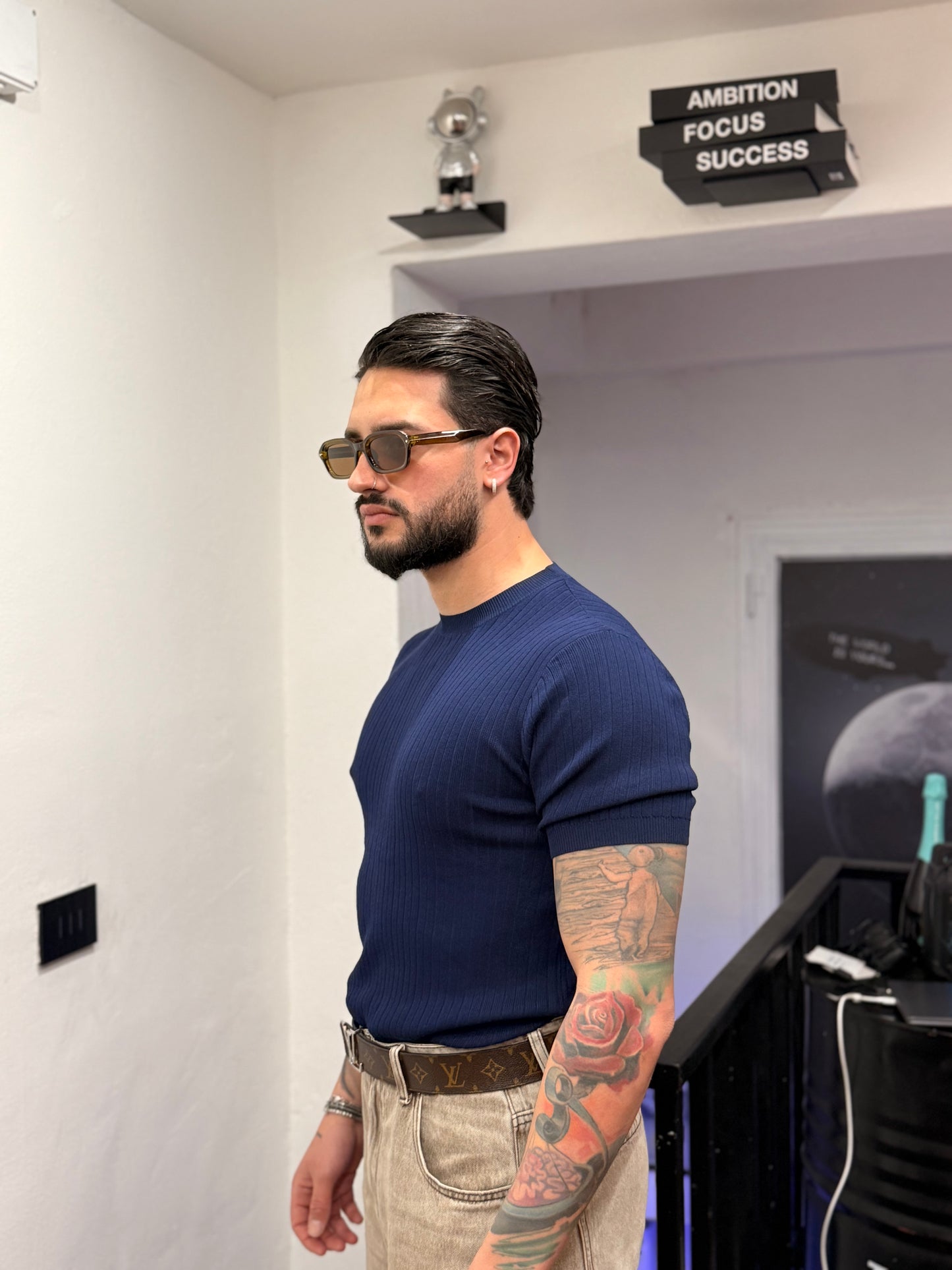 T-SHIRT FILO A COSTE BLU