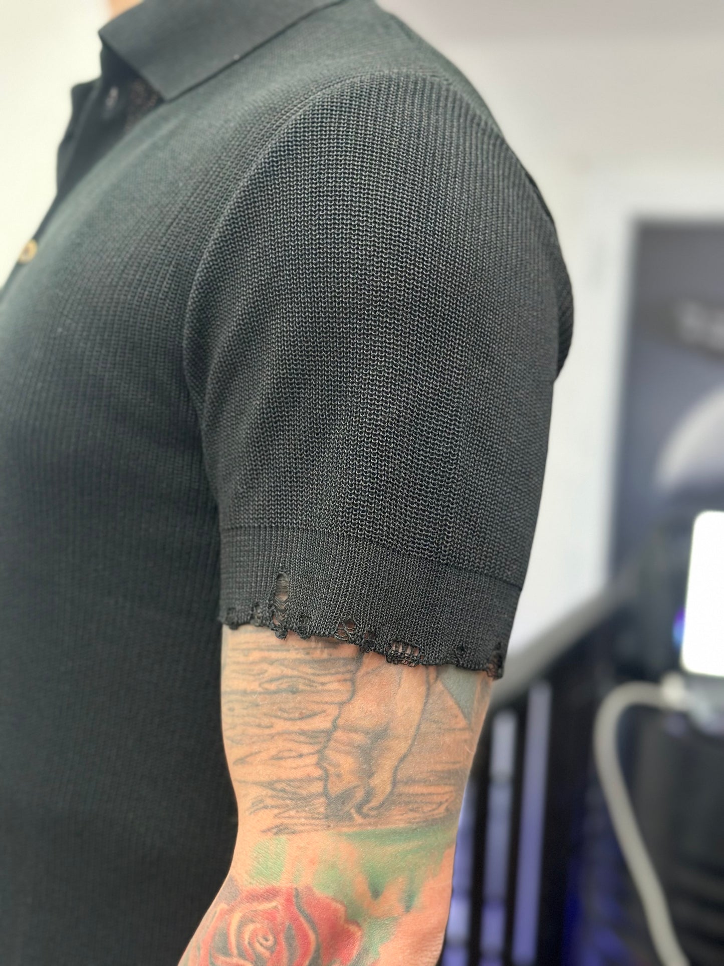 CARDIGAN-POLO IN FILO NERO