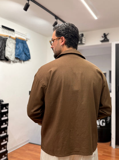 CAMICIA OVER IN LINO TABACCO