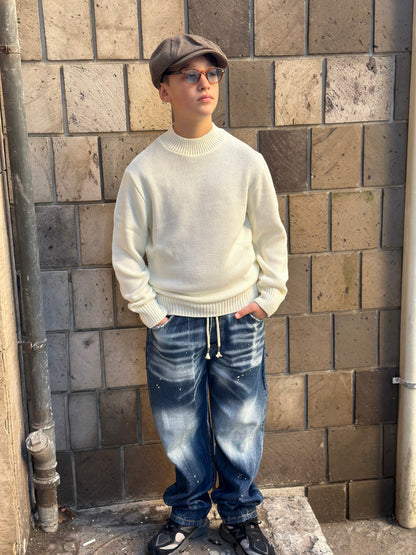 MAGLIONE MEZZO COLLO PANNA