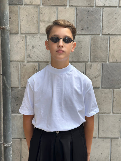 T-SHIRT MEZZO COLLO BIANCA