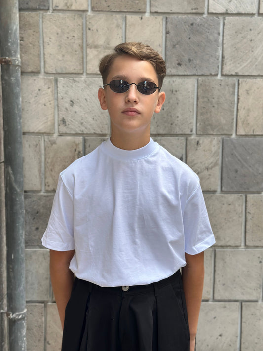 T-SHIRT MEZZO COLLO BIANCA