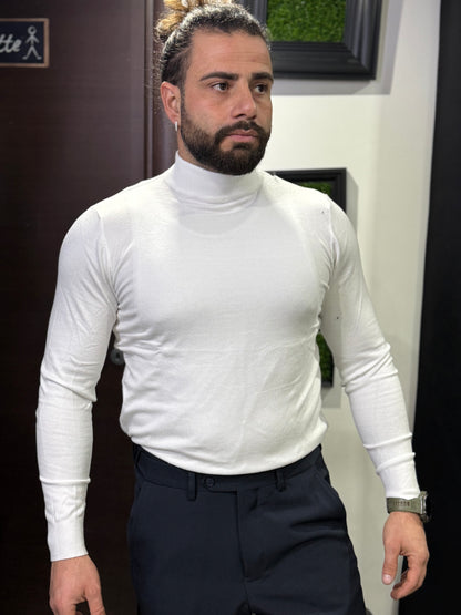 MAGLIONE MEZZO COLLO BIANCO