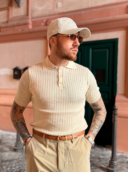 POLO TRAFORATA BEIGE