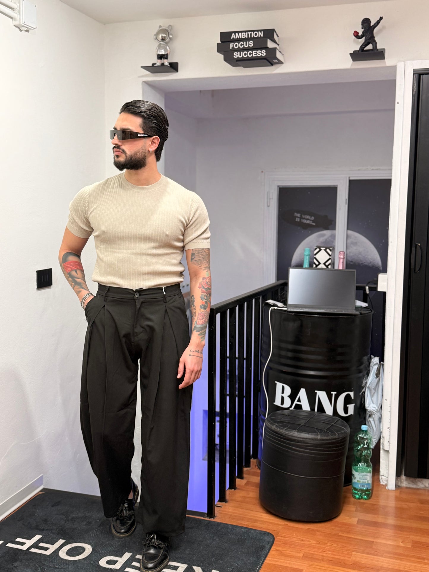 T-SHIRT FILO A COSTE BEIGE