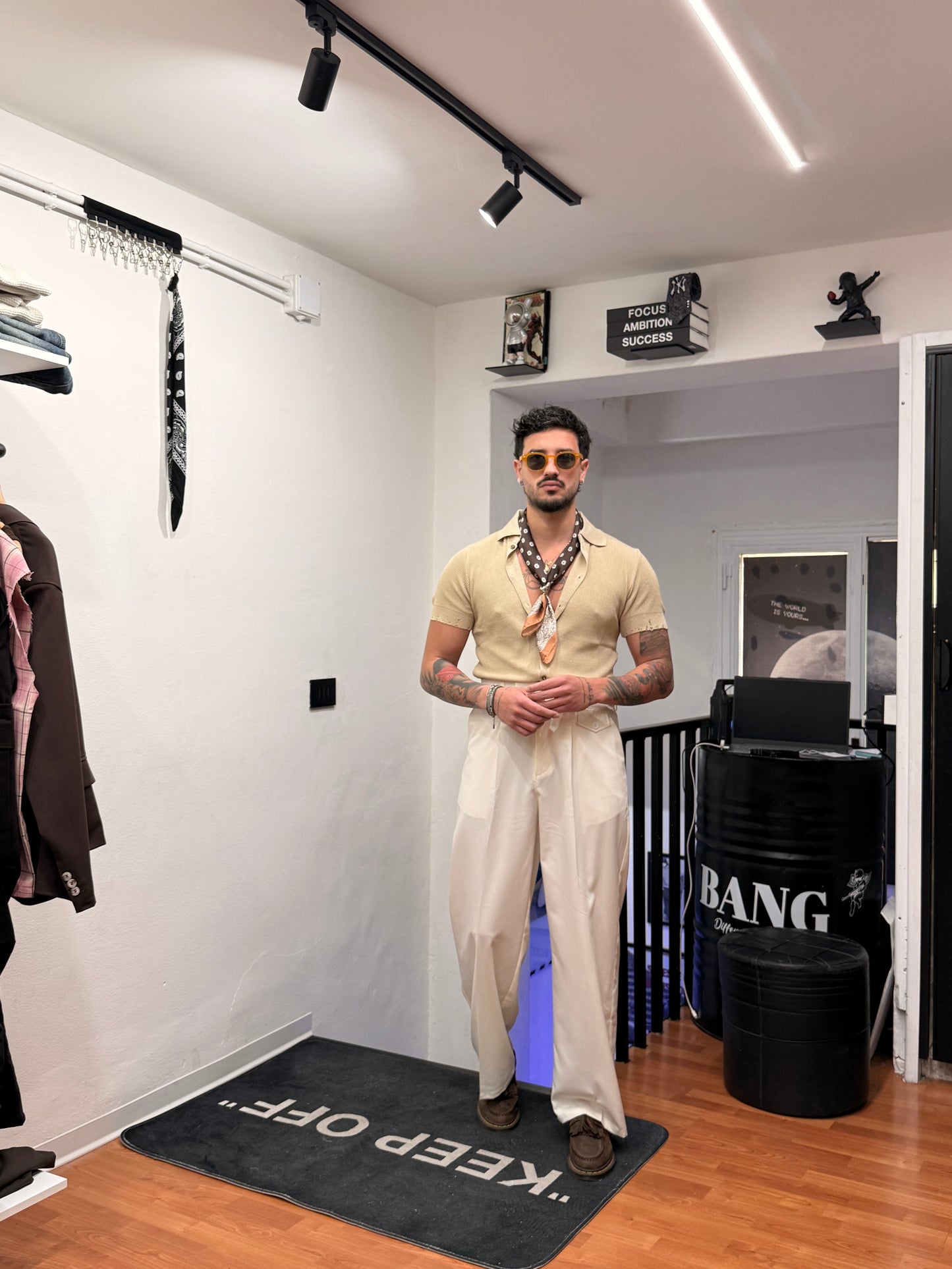 CARDIGAN-POLO IN FILO BEIGE
