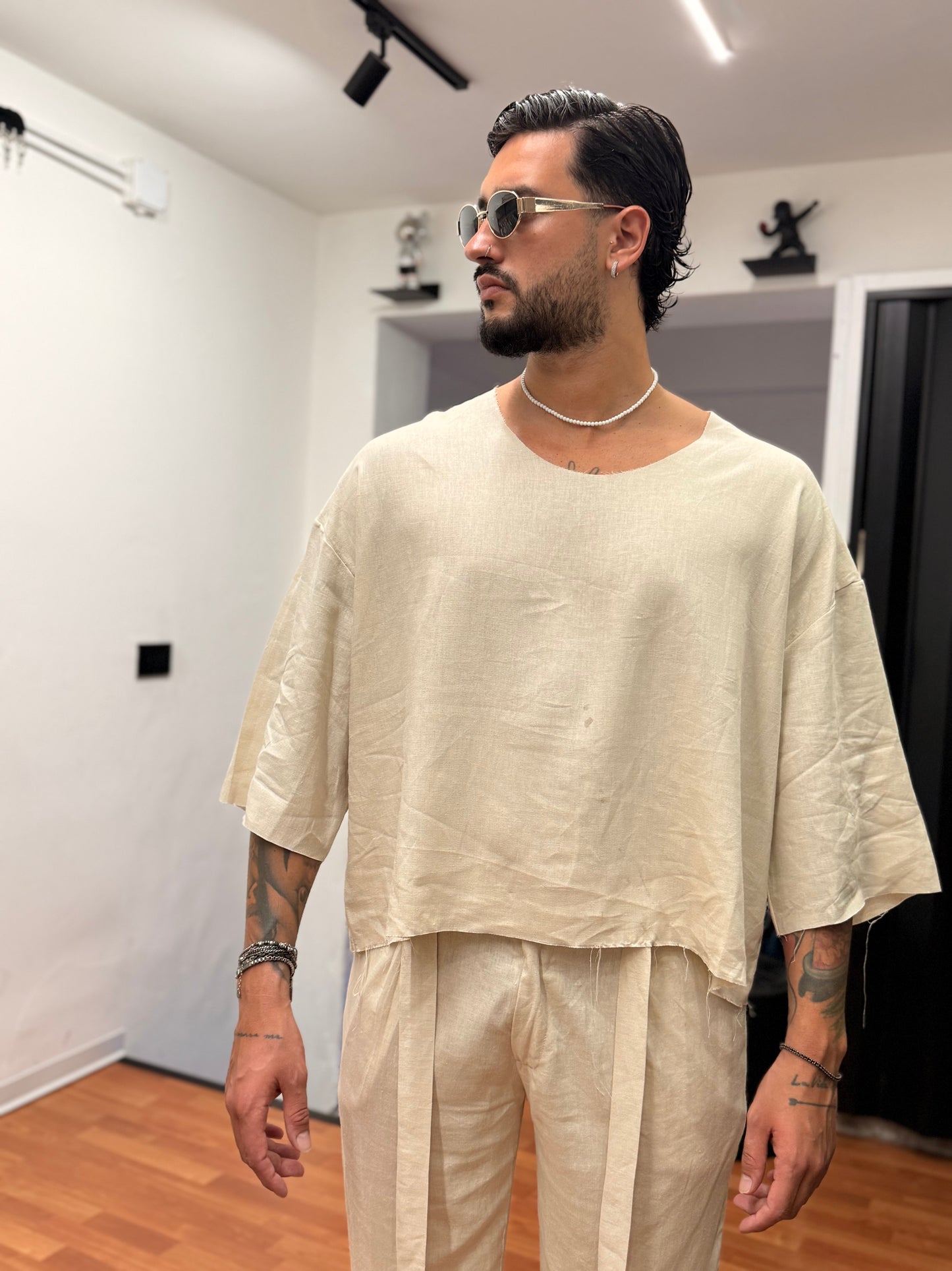 T-SHIRT CROP IN LINO BEIGE