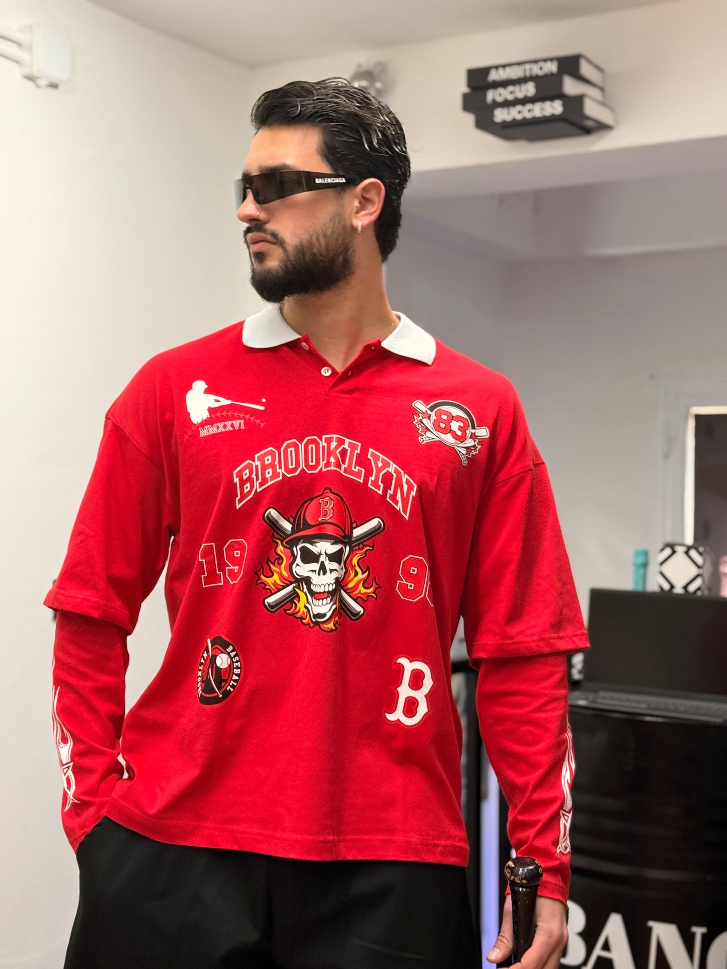 POLO DOUBLE BASEBALL ROSSA