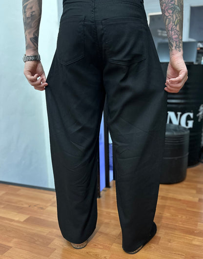 PANTALONE BALLON NERO IN LINO