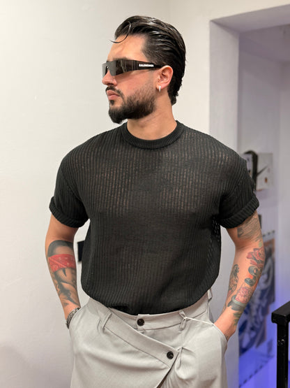 T-SHIRT TRAFORATO NERA