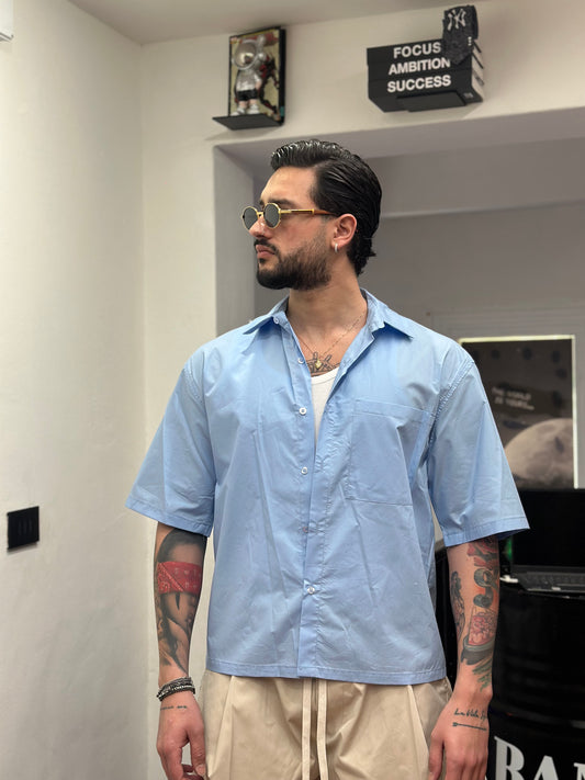 CAMICIA CROP CELESTE