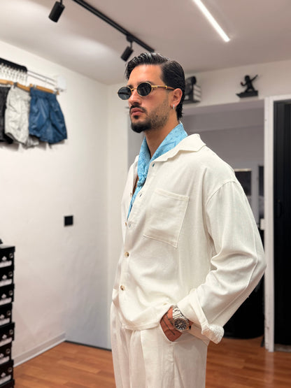 CAMICIA OVER IN LINO BIANCA
