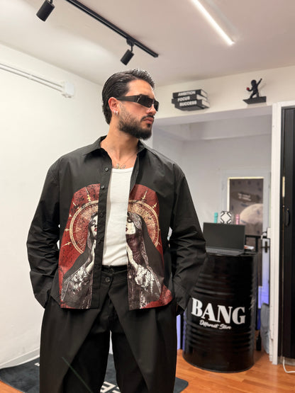 CAMICIA STAMPA CROP NERA