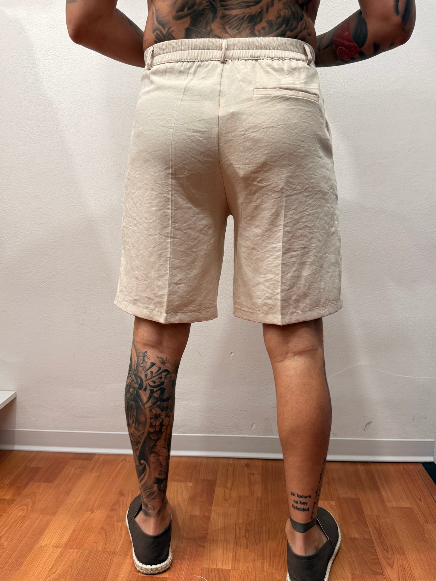 BERMUDA MISTO LINO BEIGE