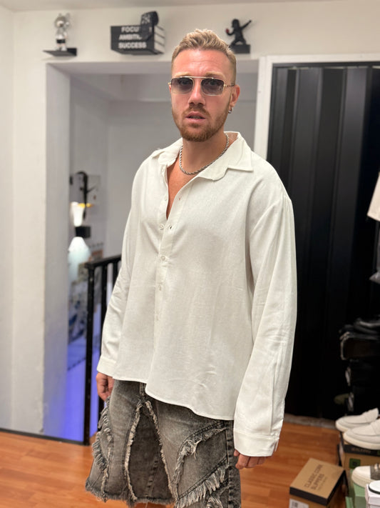 CAMICIA OVER IN LINO BIANCA
