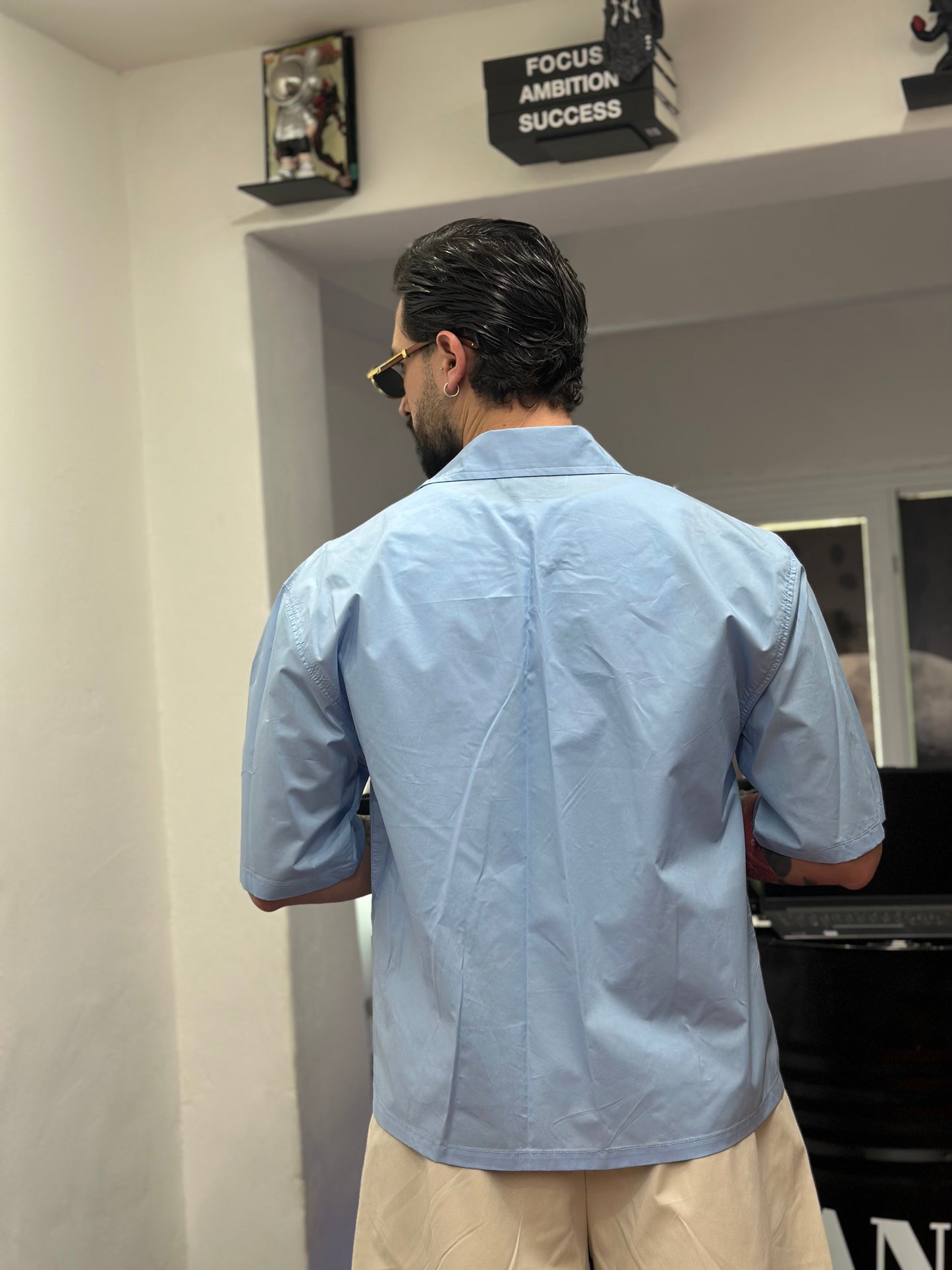 CAMICIA CROP CELESTE
