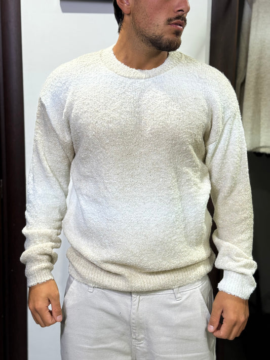 MAGLIONE TEDDY SFUMATO BIANCO