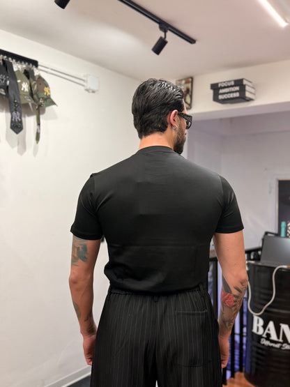 T-SHIRT FILO DI SCOZIA NERA