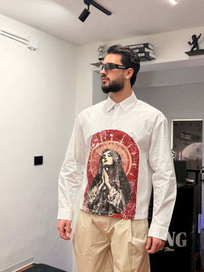 CAMICIA STAMPA CROP BIANCA