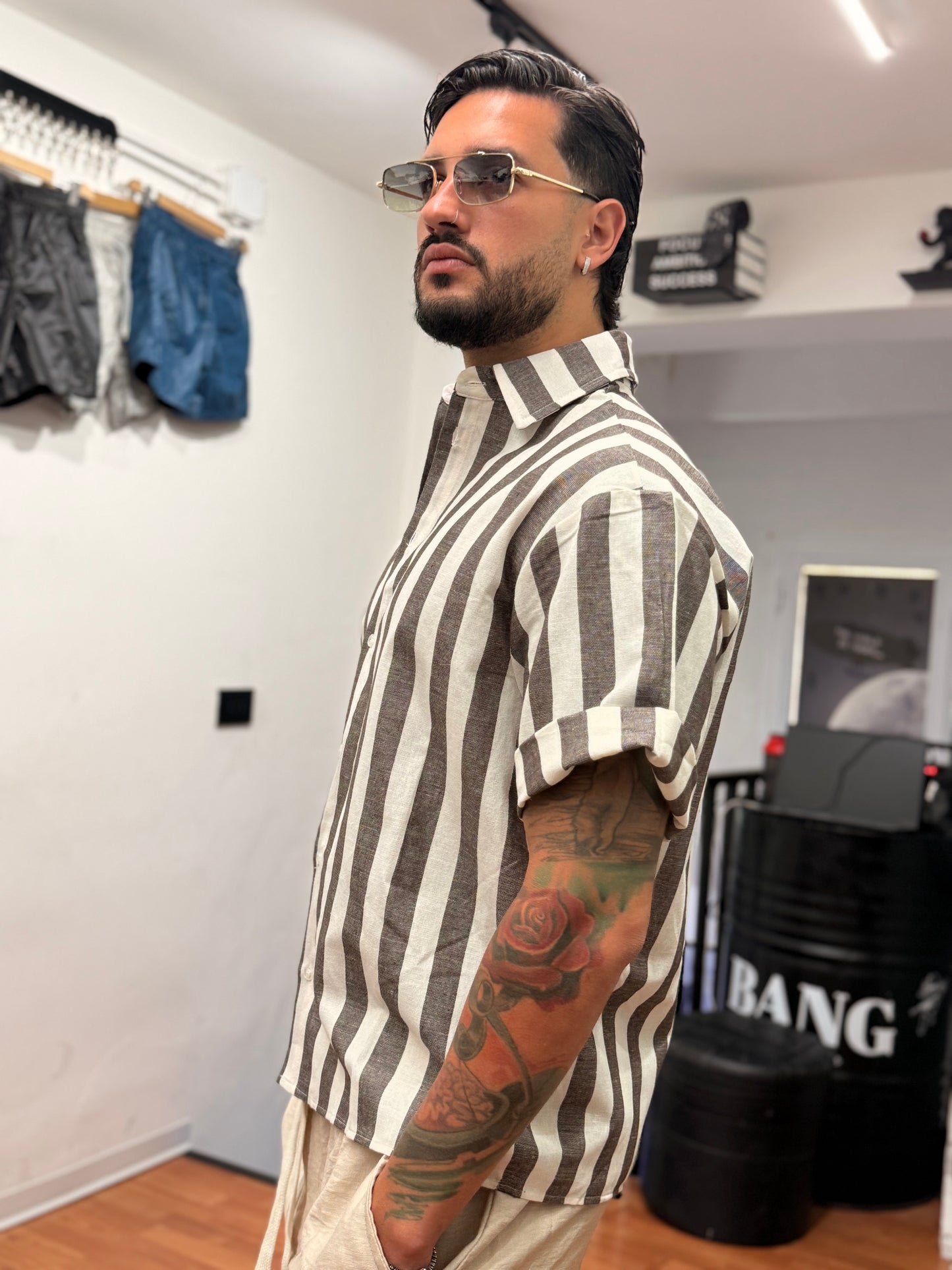 CAMICIA MAIORI CROP MARRONE