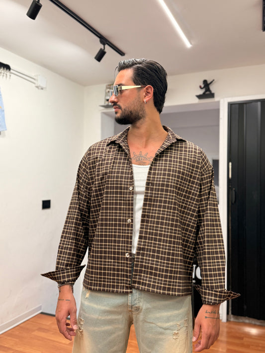 CAMICIA CROP A QUADRI MORO