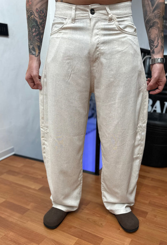 PANTALONE BALLON BEIGE IN LINO