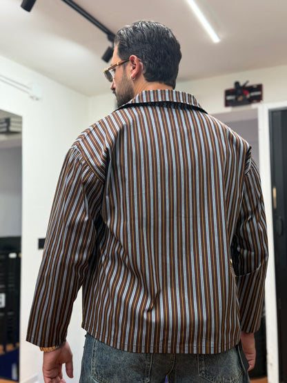 CAMICIA CROP A RIGHE MORO