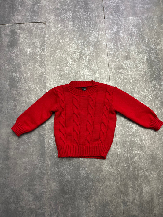 MAGLIONE TRECCIA ROSSO