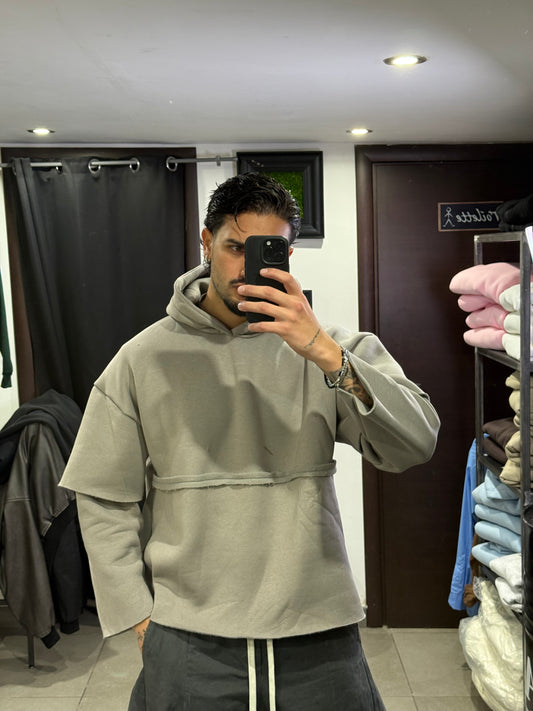 FELPA DOUBLE SLEEVE GRIGIO PIOMBO