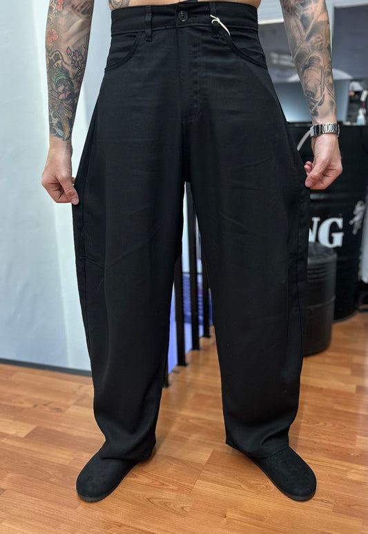 PANTALONE BALLON NERO IN LINO