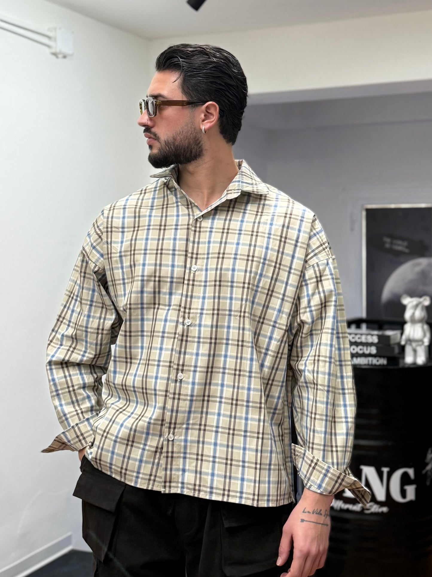 CAMICIA CROP A QUADRI