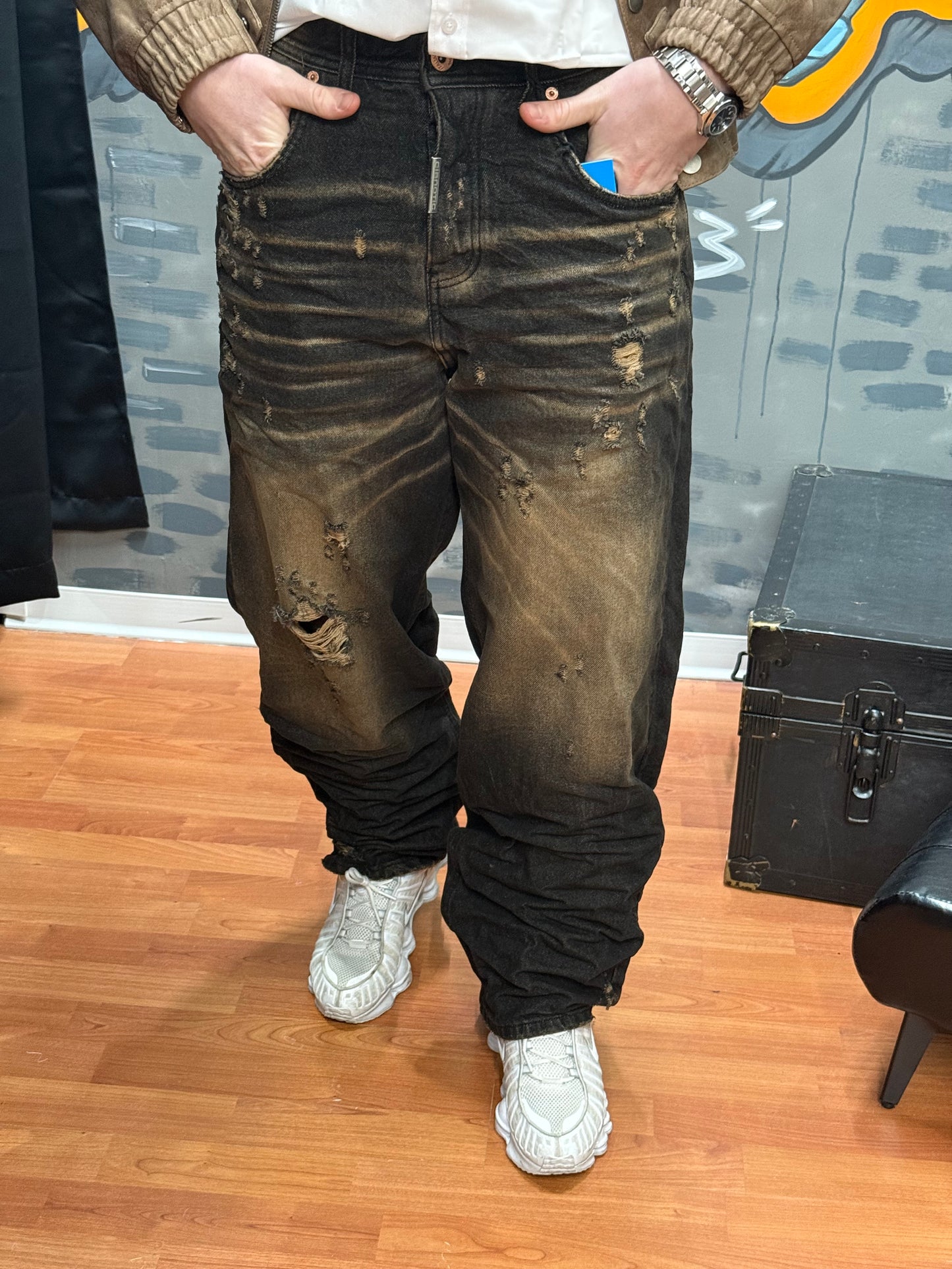 SUPER BAGGY SABBIATO FONDO ARRICCIATO