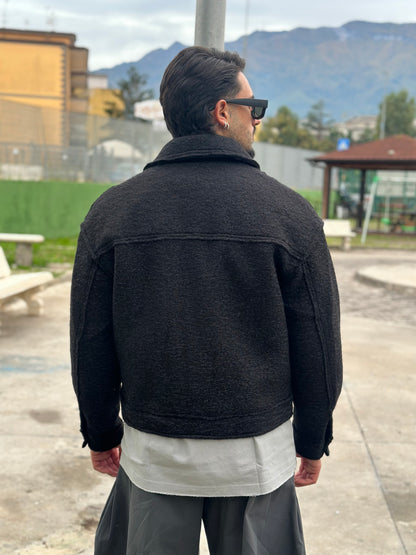 JACKET TEDDY CROP NERO