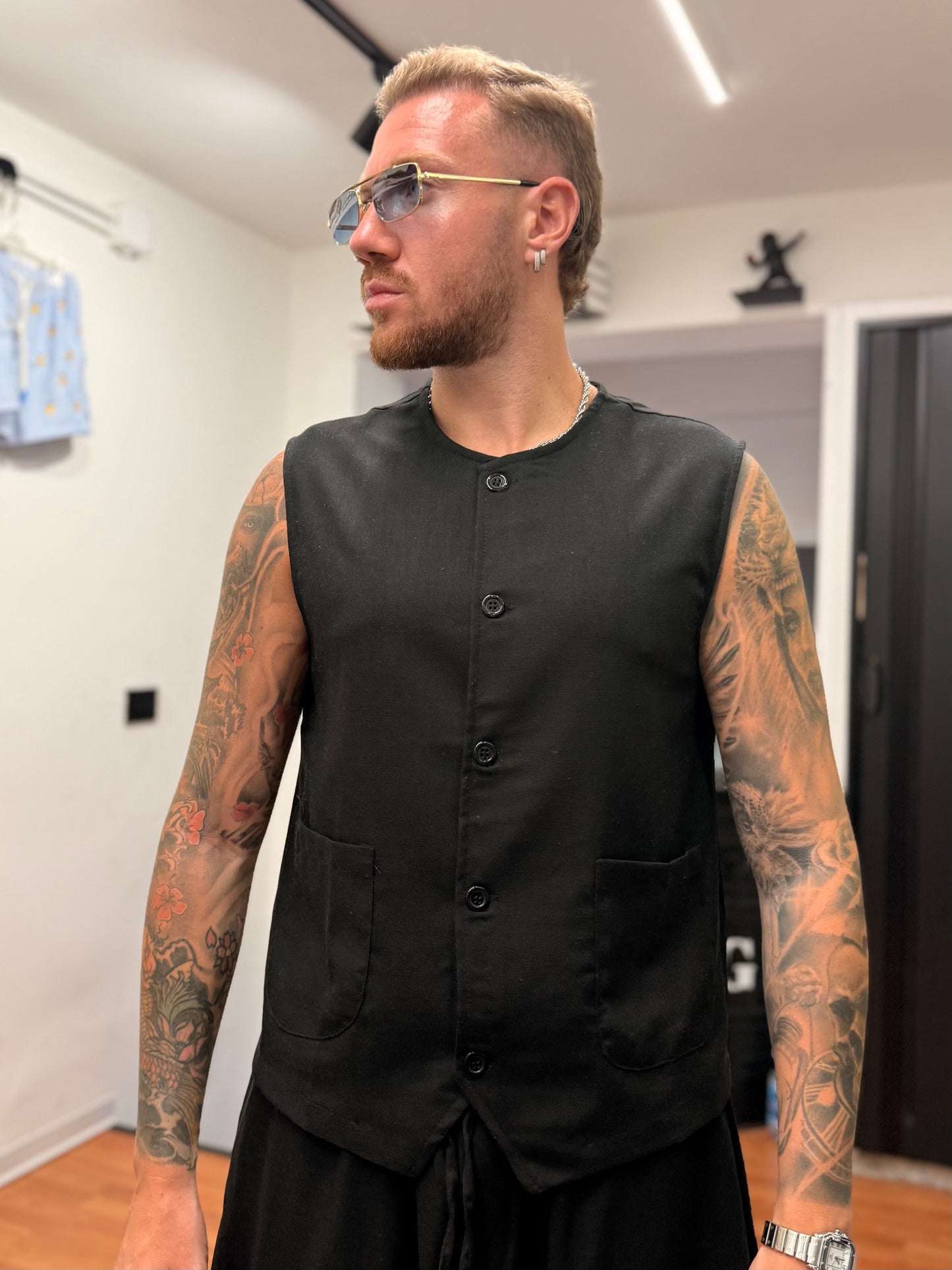 COORDINATO DUBAI NERO IN LINO